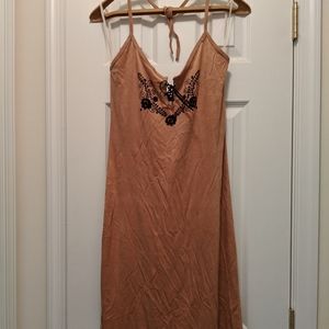 Faux suede halter dress